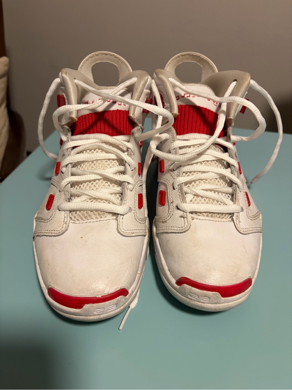 Jordan Kids White and Red High-Top Sneakers
